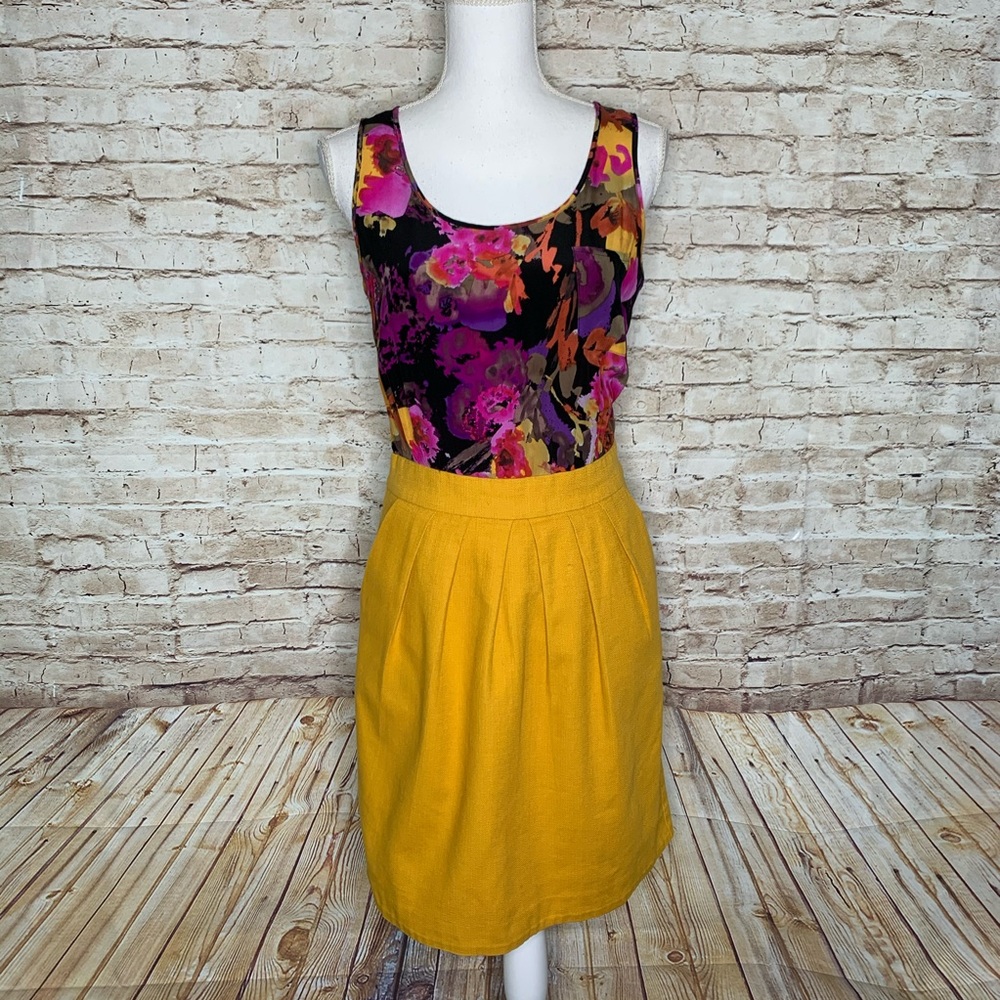 Anthro Tabitha silk/cotton dress 6 yellow purple